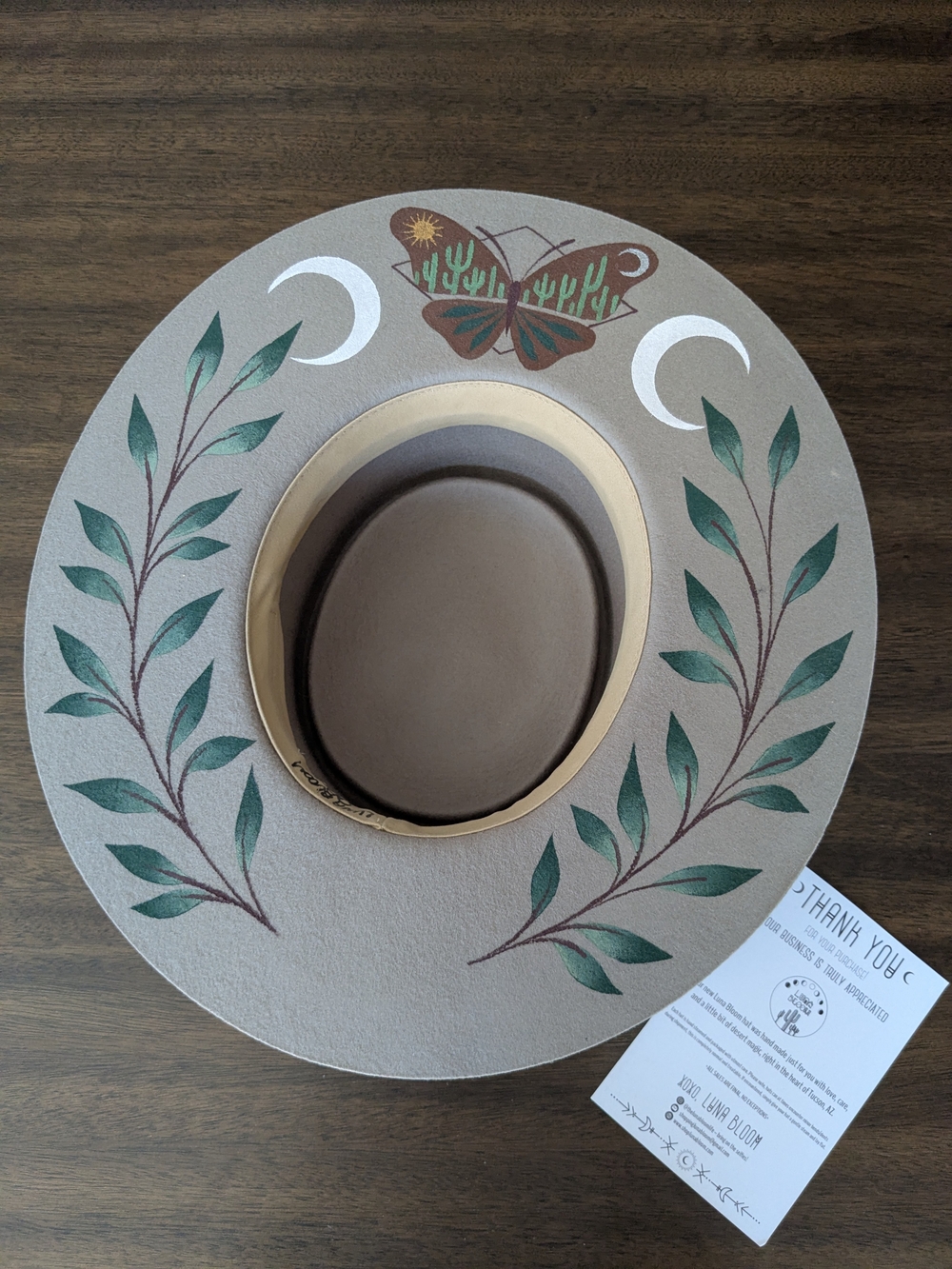 Luna Bloom Hand-Painted Hat with Desert Motif
